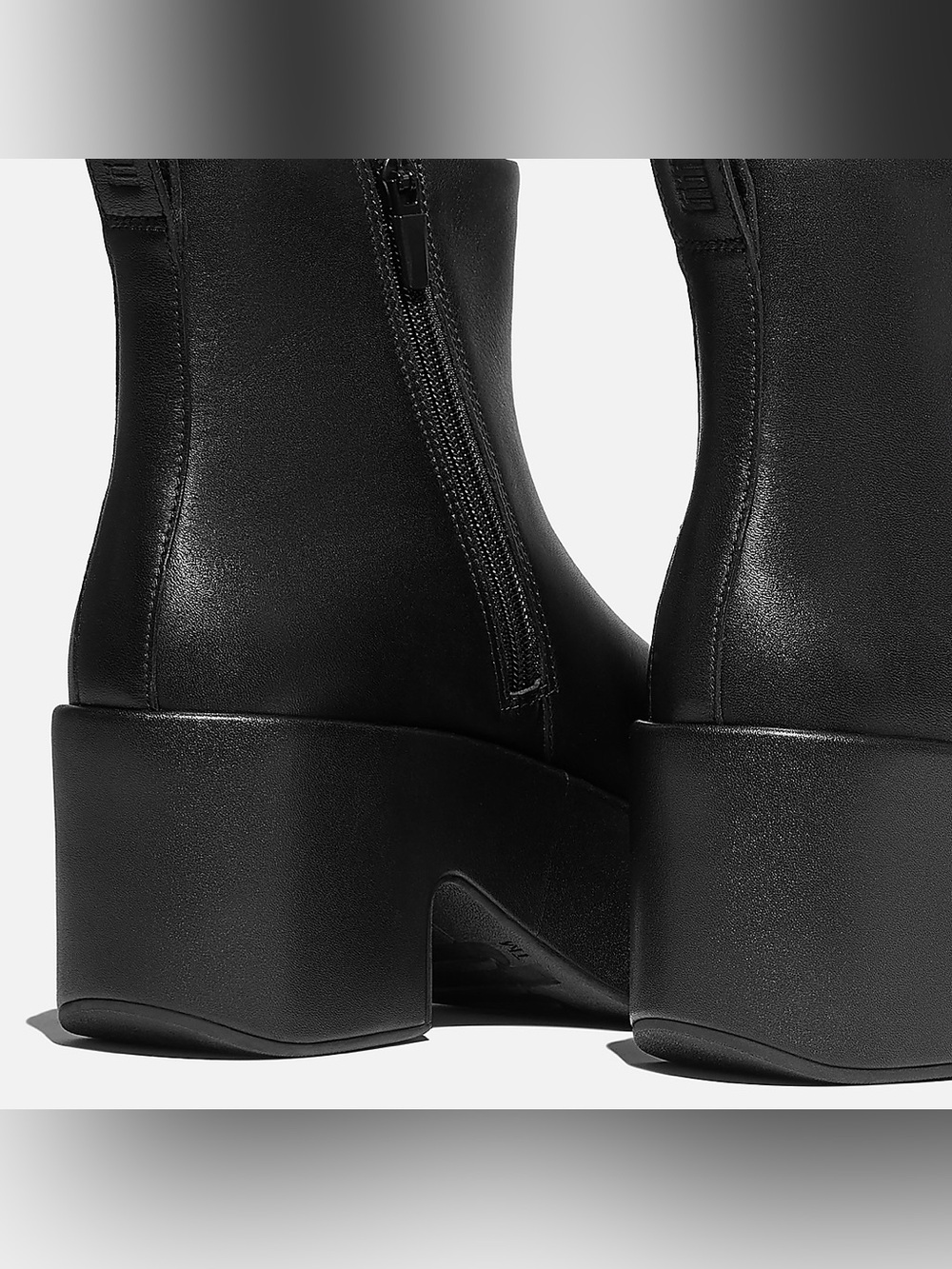Fitflop Black PLATFFORMS Leather Heeled Ankle Boots Size US 9 / EU 41. - Picture 3 of 11